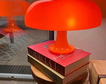 Mushroom Lamp Italian Minimalist LED Orange and White Lighting for Home & Office + Bulbs Included