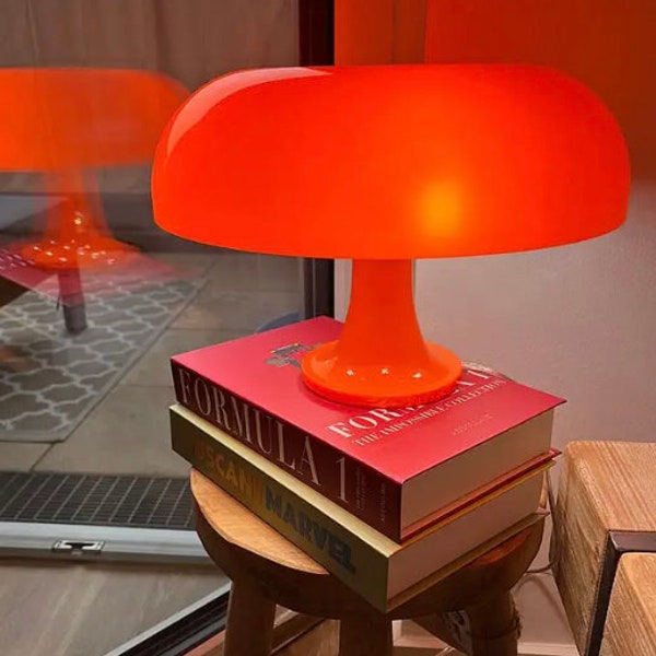 Mushroom Lamp Italian Minimalist LED Orange and White Lighting for Home & Office + Bulbs Included