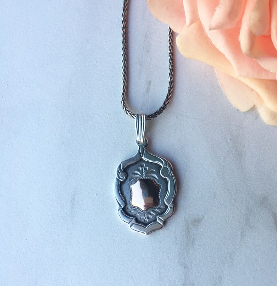 Stunning Silver Fob Pendant Necklce by Thomas J S… - image 2