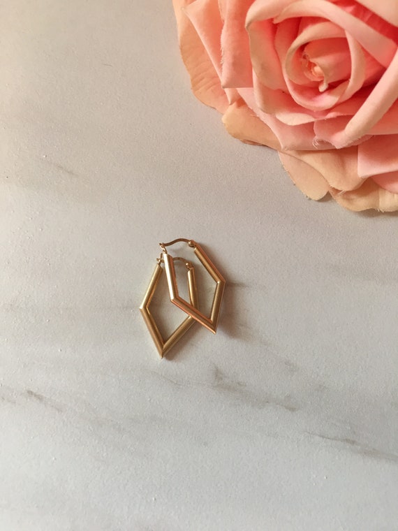 14k Geometric Hoop Earrings