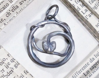 Schlange Jormungand Viking Uroboro rustikale Silber, Schlange Mann Anhänger, oxidierte Silber Gothic Anhänger