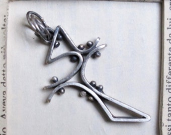 Men's pendant Rustic oxidized silver cross, abstract cross pendant modern design, Italian jewel, Picasso Cubist cross, cross charm