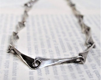 Oxidized silver necklace for men, 70s necklace