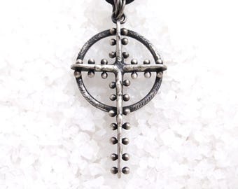 Celtic Cross Silver Men's St. Patrick's Day Christian Catholic Rough Forged