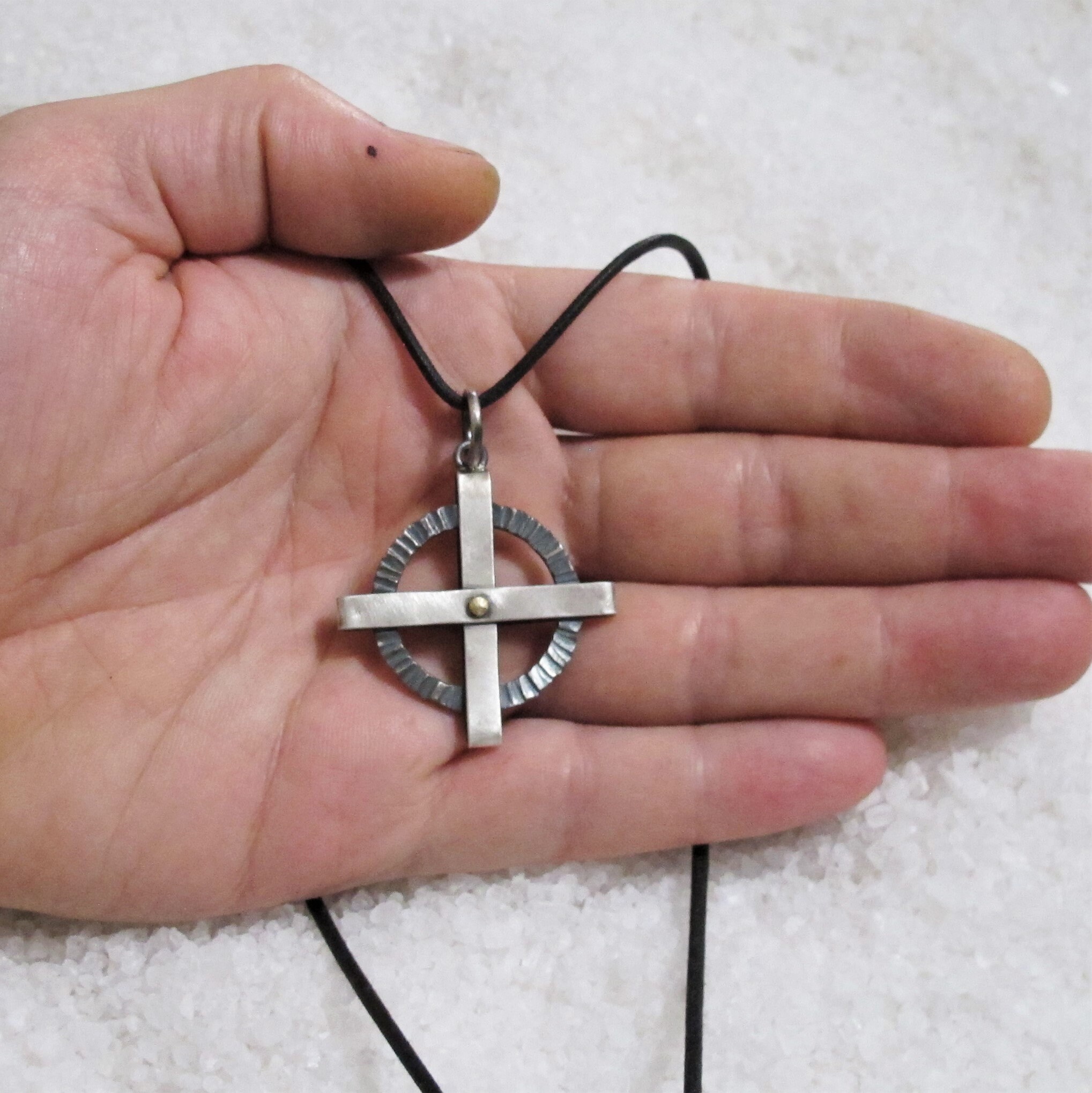 Collana Uomo Con Ciondolo Croce - Acciaio Inox, Vintage, Motivo Spina Di Pesce