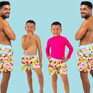 Vader en zoon tropisch strandleven bijpassende badpak zwembroek, papa en mij bijpassende zwembroek, vader zoon bijpassende kerstcadeau