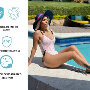 Women One Piece Matching Bathing Suit Swimsuits Swimwear Tropical Prints