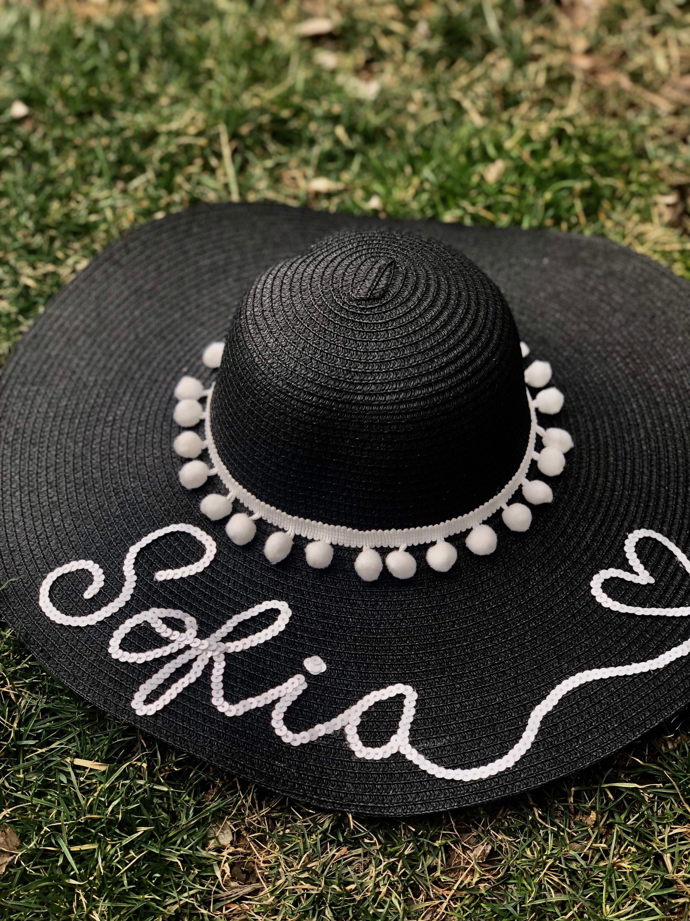 Express Sequin & Pom Pom Straw Fedora Summer Hat Womens Straw Sun Hat with Pom Pom Trim | Adjustable Foldable  main image 3
