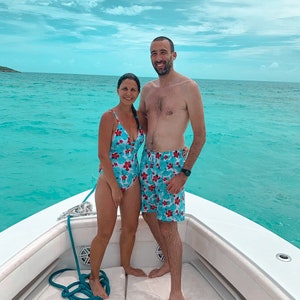 Tropical Matching Couples Swimwear - Custom Couple’s Beachwear Set - Perfect for Romantic Getaways & Beach Days