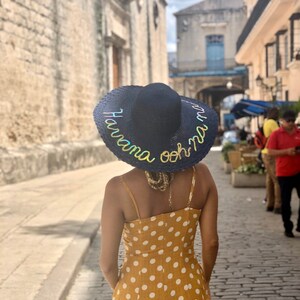 Personalized Custom Braided Straw Beach Floppy Color Sequin Pom Pom summer Sun hat.
