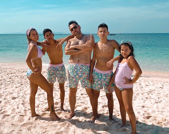 Tropical Custom Family Matching Swimwear Set - Personalized Swimsuits for Mom, Dad, and Kids - Beach Vacation Ready!