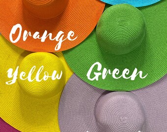 Personalized Elegant Sequin Trim Straw Beach Sun Floppy Hat  display picture 1