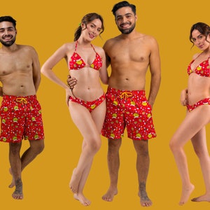 Koppels bijpassende zwemkleding badmode in print ''THE GRINCH'' bruid cadeau badpak Trunks, vakantie cadeau