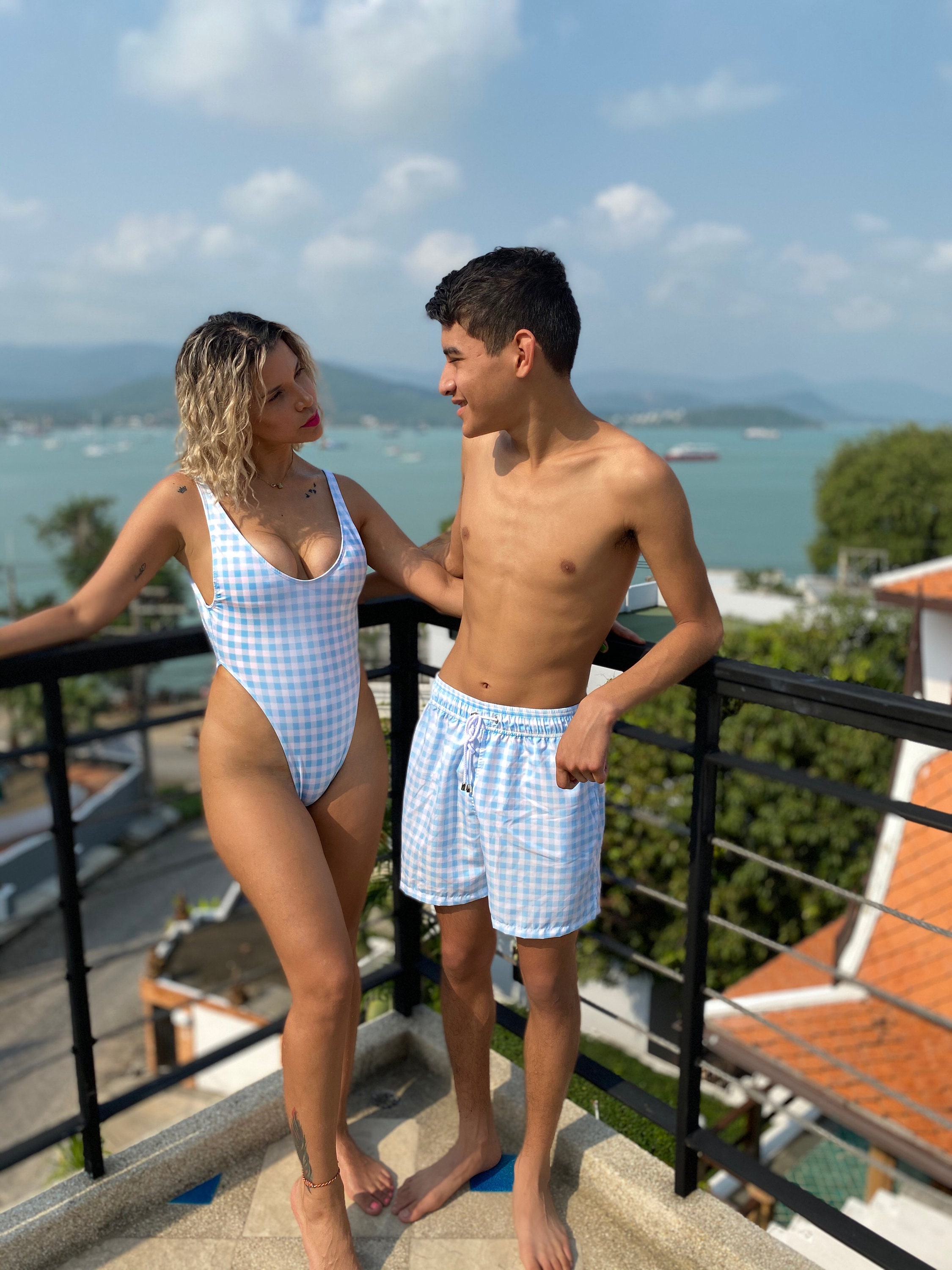 CUSTOM Couples Matching Tropical Swimsuit Swimwear Swimming Etsy