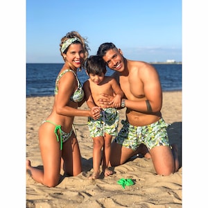 Family Matching Tropical Paradise Badmode Badpak Badpak Trunks, familiecadeau, SPF Swim