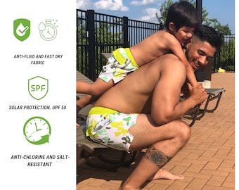 Father and Son Tropic Matching Swimsuit Swimming Trunks,Daddy and me Matching Swim Trunks, Father Son Matching Outfit, Dad Christmas Gift