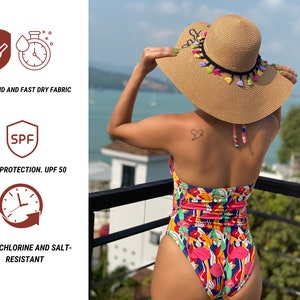 Family Matching In Safari Life Flamingo Tropical Fruity Swimwear Swimsuit Bathing Suit Trunks, Family gift