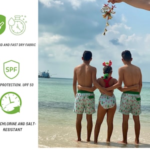 Family Matching Christmas Print Swimwear Set – Festive Fun for the Whole Crew!