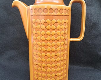 Vintage Hornsea Saffron Coffee pot. John Clappison 1978 vintage coffee pot. ceramic lid. iconic Hornsea