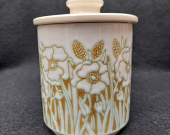 vintage Hornsea Fleur condiment pot and lid. Sarah Vardy 1970s. Hornsea.