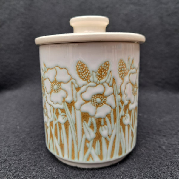 vintage Hornsea Fleur condiment pot and lid. Sarah Vardy 1970s. Hornsea.