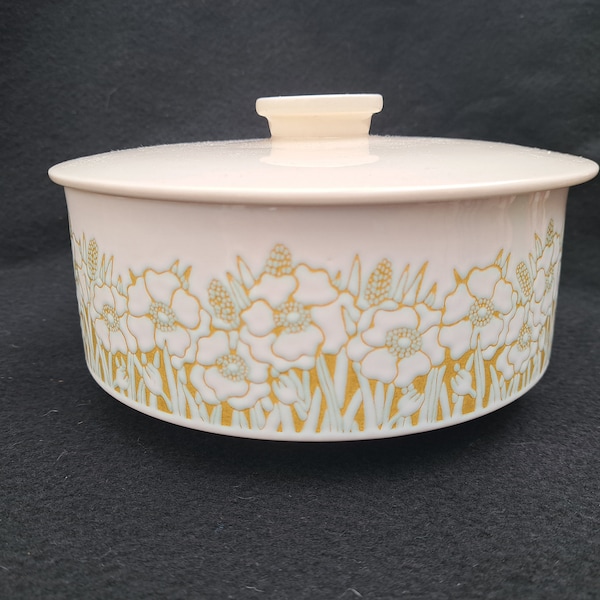 vintage Hornsea FLEUR  serving bowl and lid. Sarah Vardy 1970s.  Hornsea Pottery 1977.