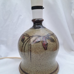 Vintage Scottish Studio Pottery table lamp. Church Square Pottery St Andrews. Stoneware lamp oatmeal glaze. Hand decoration. PAT tested.