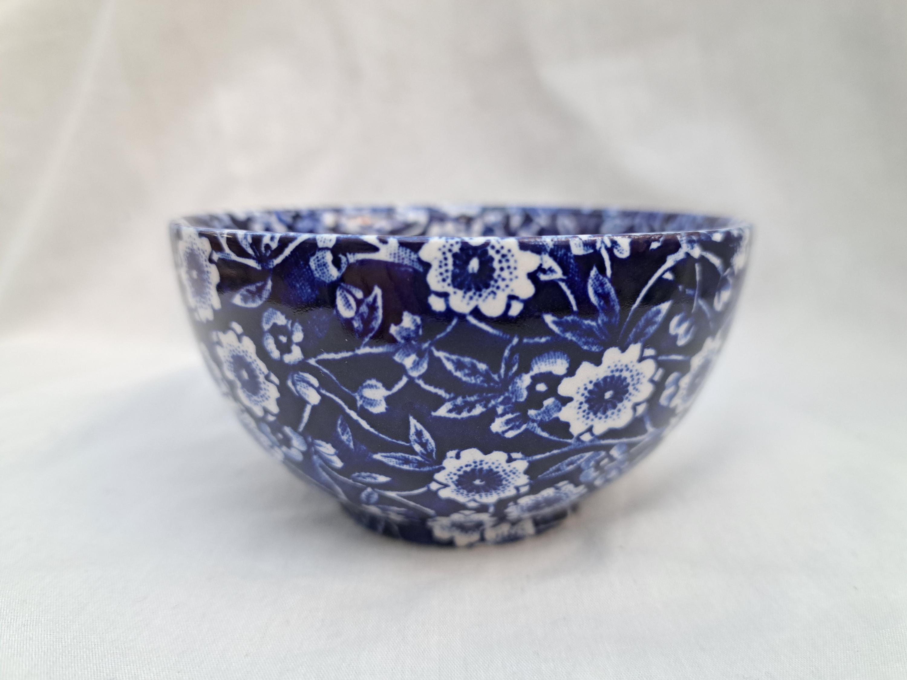 Burleigh Ware Blue Calico Sugar Bowl. Blue Floral Pattern Burleigh Ware Blue Calico Sugar Bowl. Blue Floral Pattern