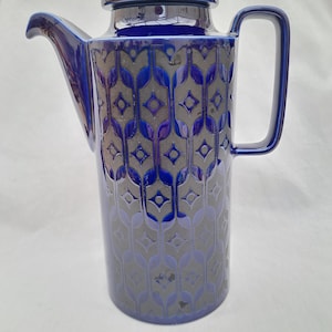 Vintage Hornsea Heirloom Coffee pot. John Clappison. Midnight blue. vintage coffee pot. ceramic lid. iconic Hornsea in a fantastic colour.