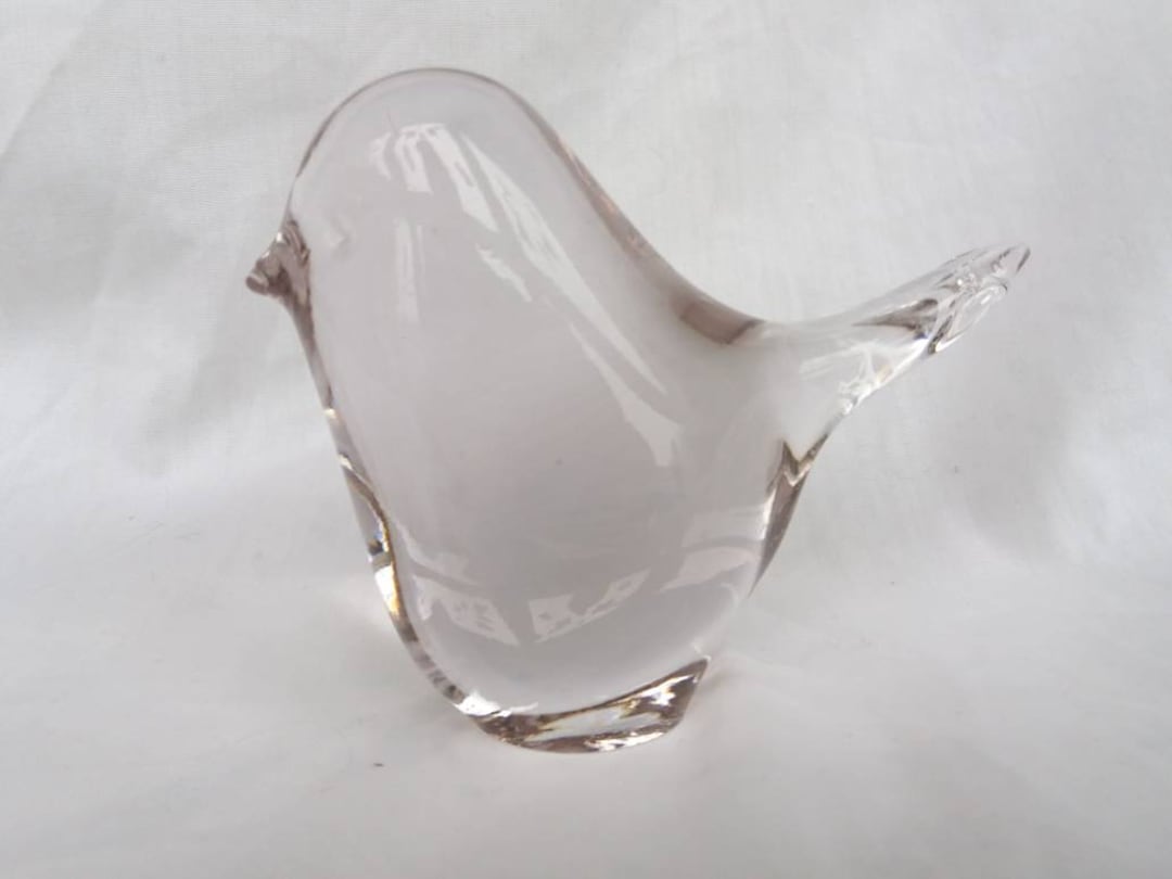 Vintage Clear Glass Bird Paperweight by Wedgwood Glass. Handmade Glass ...