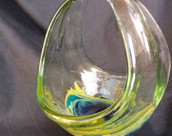 Mdina 'Ballerina' glass bowl. vintage Malta glass. made in Malta. Michael Harris.