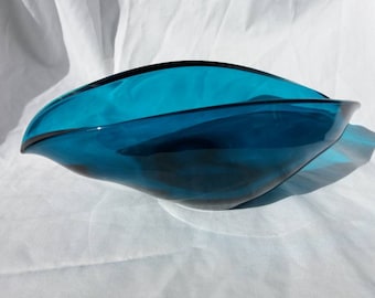 【中古】高級ヴィンテージ灰皿/SAINT LOUIS サンルイクリスタル灰皿　青 ヴィンテージ ソーワービー ガラス ボウル 小物皿 灰皿 カワセミ