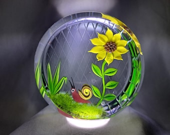 Superb Selkirk Glass Paperweight . Signed and Dated. 1982. Flower