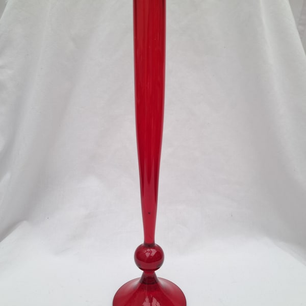 whitefriars bud vase with knop ruby glass pattern 9485  1960s retro glass