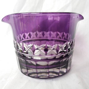 Vintage Bohemian crystal glass wine rinser. cut to clear in amethyst glass. deep cut. Czech.