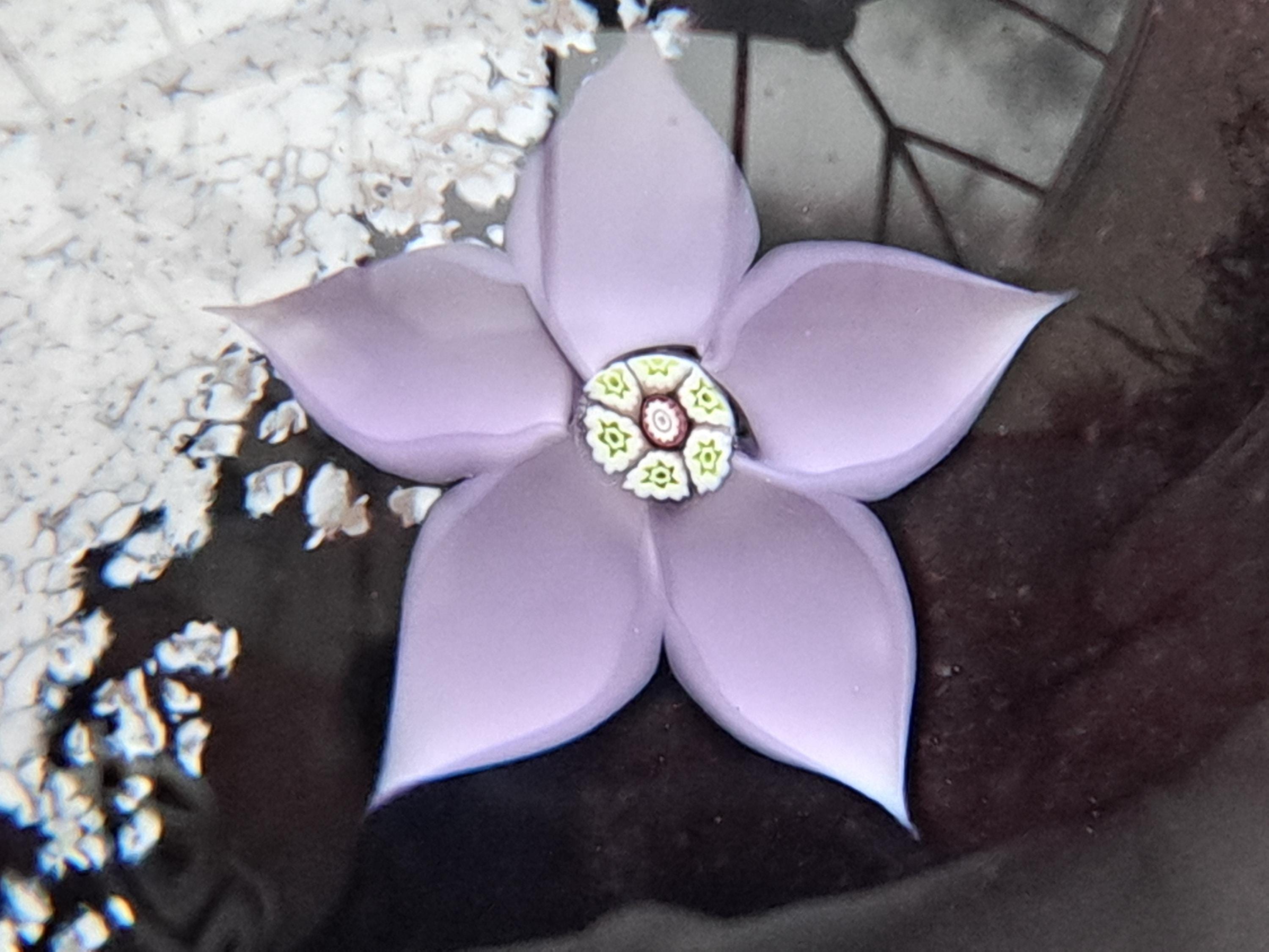 Vintage Caithness Fleur Paperweight With Lilac Flower Petals and a