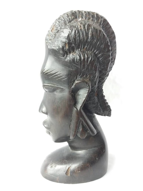 African Head of a Woman Sculpture. Ebony Carving. African Art. Etsy UK