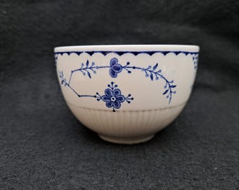 vintage Furnivals Blue Denmark pattern sugar bowl English porcelain. blue and white pottery.