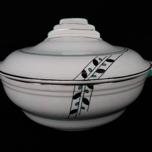 Vintage Art Deco Gainsborough china serving bowl and lid. silver lustre. Tatton Edinburgh. 1930s