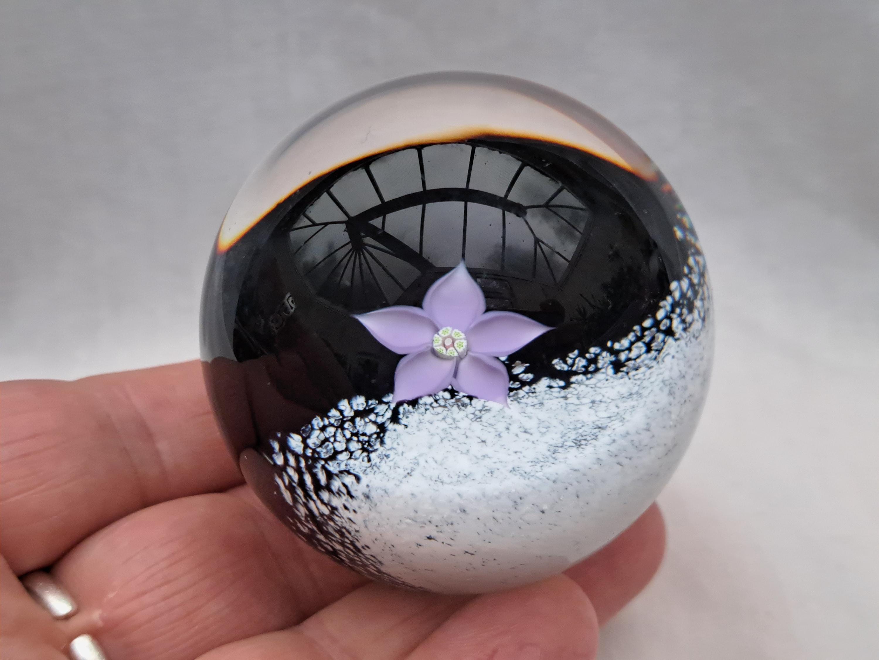 Caithness ケイスネス ペーパーウエイト DREAM FLOWER Vintage Caithness Fleur Paperweight With Lilac Flower Petals and a
