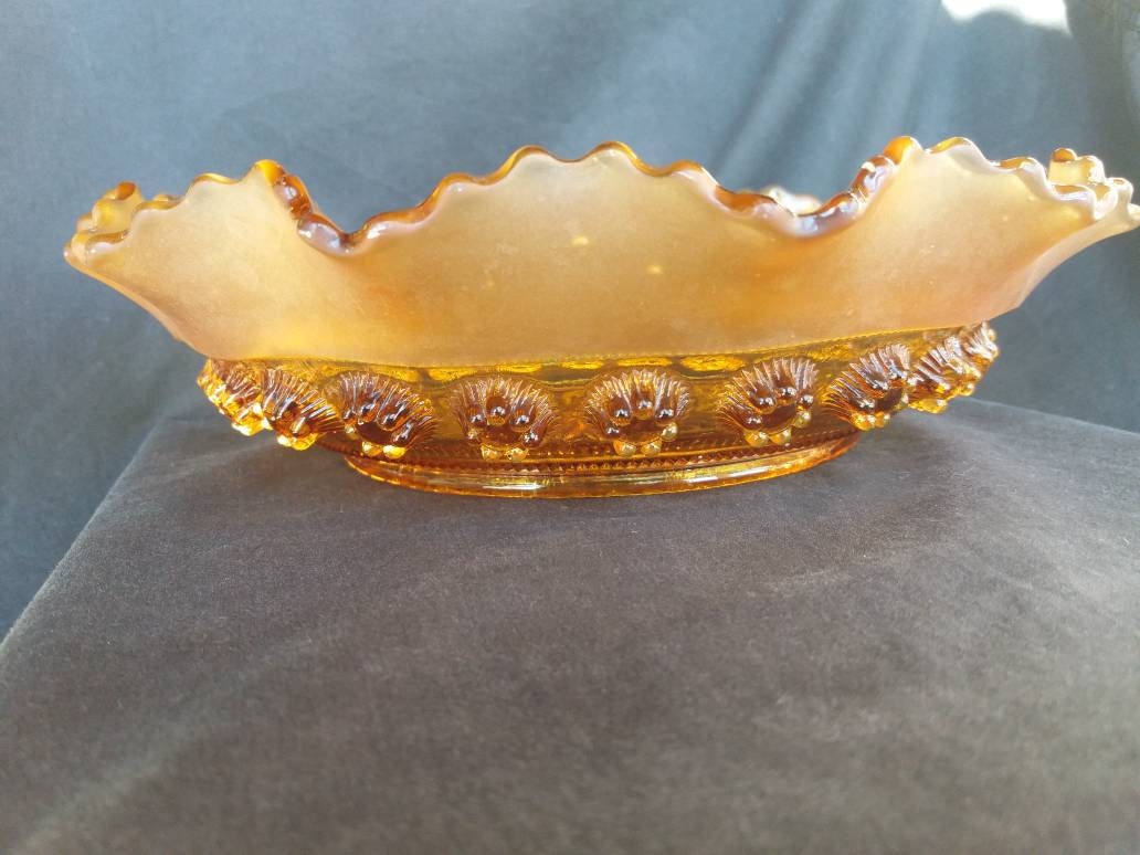 Prunt Vintage Davidson Glass Blackberry Prunt Fruit Dish in Amber Glass ...