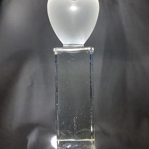 vintage Holmegaard candlestick holder. Anja Kjaer. Frosted heart. clear pillar. Danish glass.