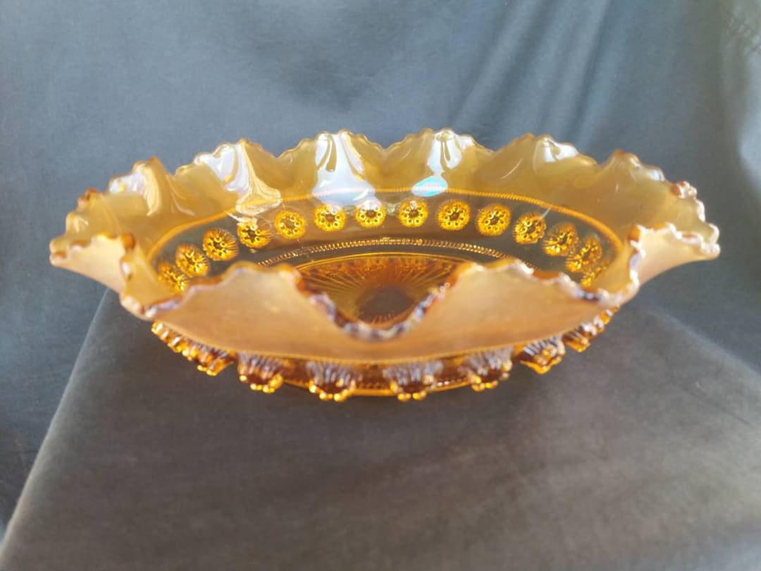 Prunt Vintage Davidson Glass Blackberry Prunt Fruit Dish in Amber Glass ...