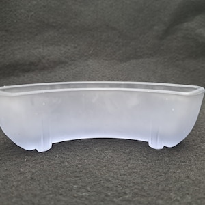 Vintage Bagley Glass posy bowl. 1950s. Quarter circle trough. glass collector. Small version. Blue frosted glass.