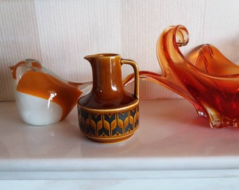 Vintage Hornsea HEIRLOOM oil or vinaigrette jug in caramel and black