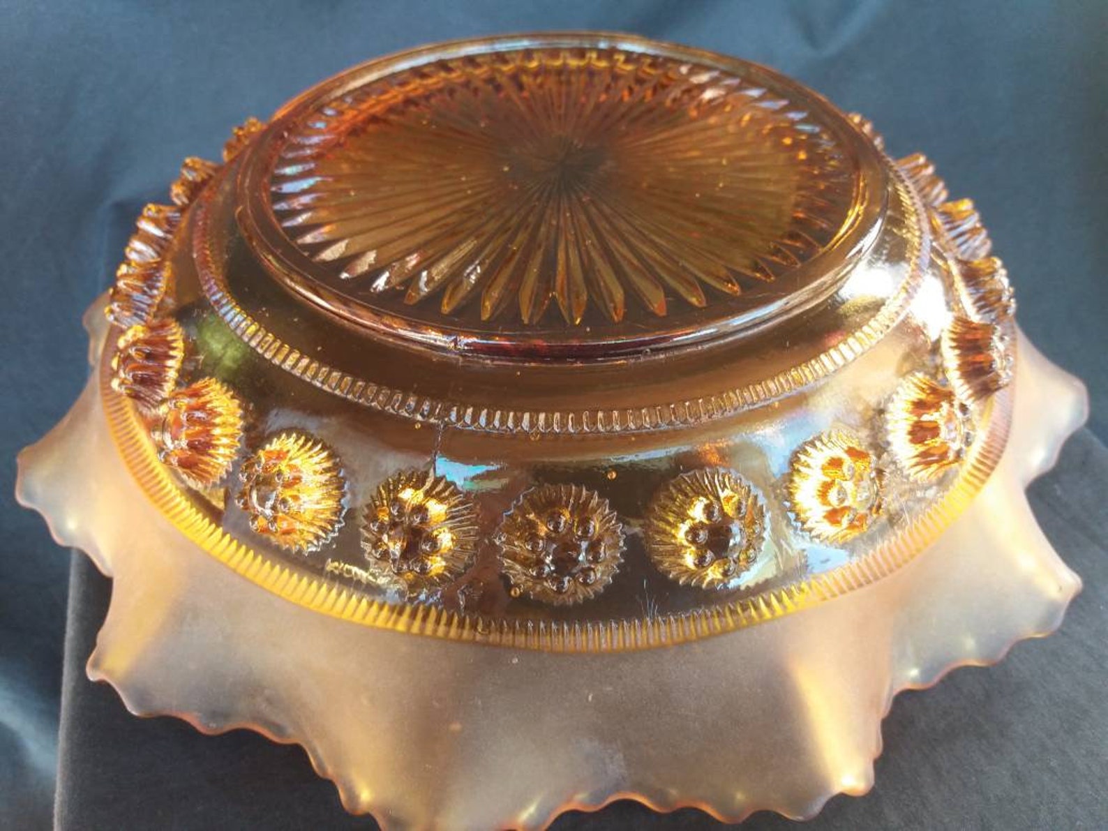 Prunt Vintage Davidson Glass Blackberry Prunt Fruit Dish in Amber Glass ...