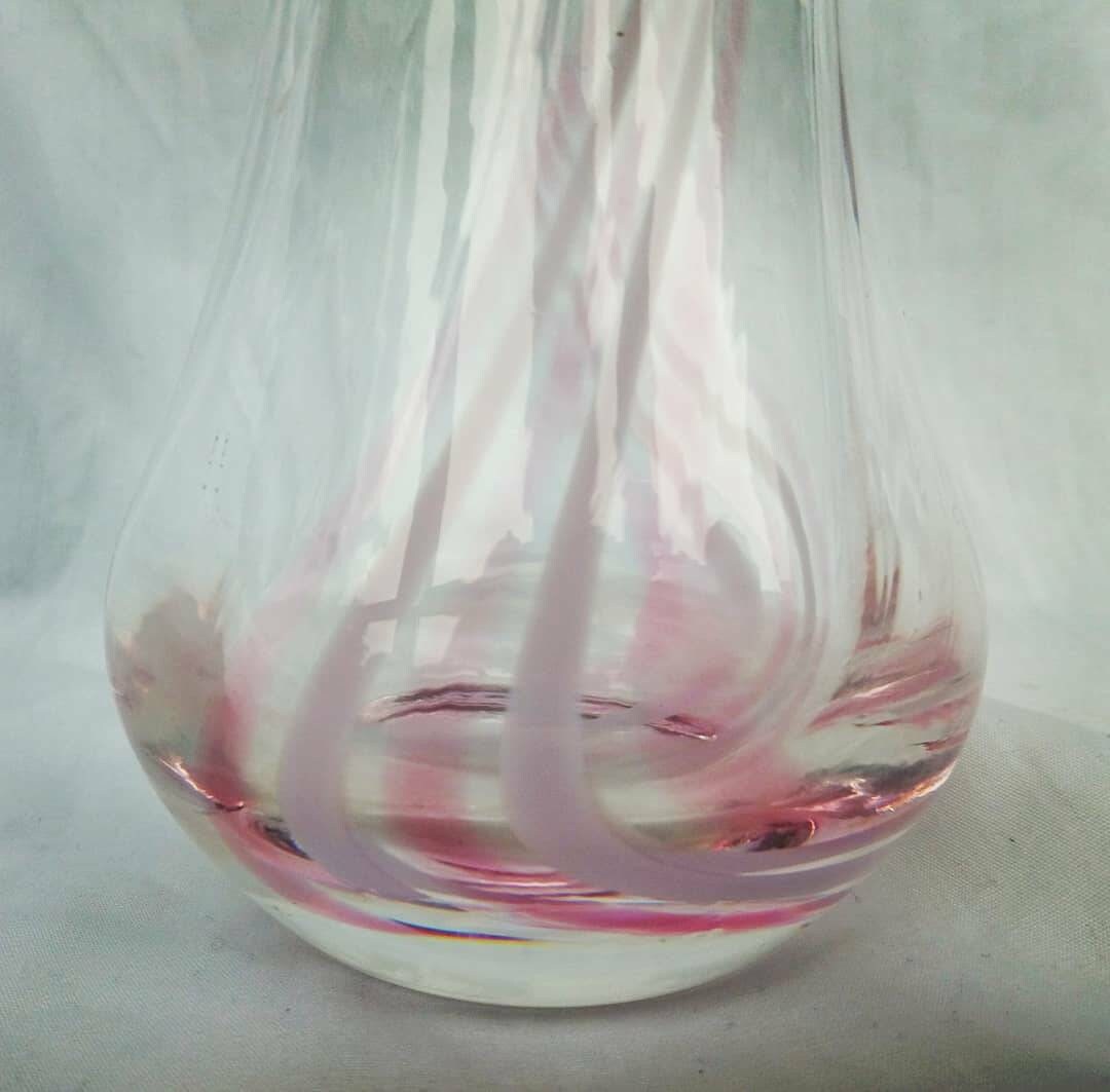 Caithness Crystal Glass 'flamenco' Standard Vase. 1980s 1990s. Pink