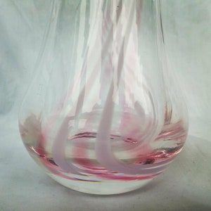 Caithness Crystal glass &#39;Flamenco&#39; standard vase. 1980s 1990s. pink ribbed vase. Kings Lynn Crystal