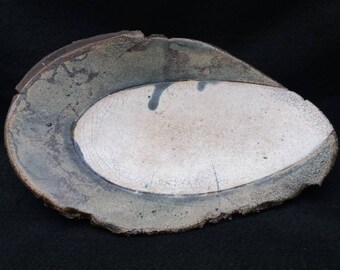Nelson Studio Pottery hand built slab bowl. rustic design. signed. artisan made. 1980s.