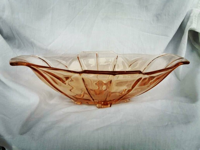 Vintage Art Deco glass fruit bowl by Sowerby. 1930s. pink Etsy